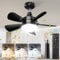 BOBOPAI Small Socket Ceiling Fan with Light and Remote Control, E27 Detachable Silent Fan with Extension Rod,3000K-6000K, 3 Speeds, Adjustable Brightness,Timer, Ø46cm, Black (Without Lamp Holder)