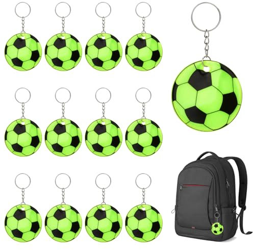 12 Stücke Reflektierende Schlüsselanhänger, Fußball Sicherheits Reflektor Anhänger als Geschenk für Kinder, Puppe Sitz, Rucksack, Jacke, Rollstuhl, Läuft Sicherheit Reflektierenden Charme