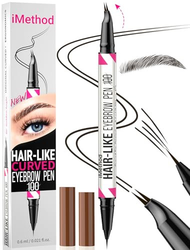 iMethod Curved Augenbrauenstift - 2-in-1 Dual-Ended Mit Gebogener Spitze & Präziser Bürstenspitze, Microblading-Eyebrow Pencil für Natürlich Augenbrauen, Black Brown