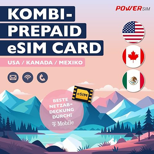 T-Mobile USA Kanada Mexico Reise SIM vom Power Sim Shop (5 Tage eSIM)