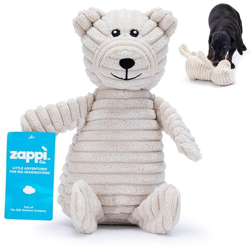 Zappi Co Bären-Plüsch Hundespielzeug mit Quietscher – Robust und gerippt, perfekt für interaktiven Spielspaß Kleiner/mittelgroßer Hunde.