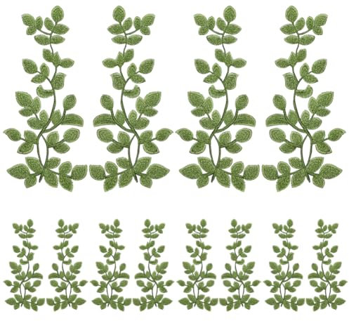 WEBEEDY 6 Pairs Green Embroidery Applique Sewing on Patches Leaves Vine Patches Lace Applique Embellishments for Sewing DIY Craft Wedding Dress Handbag Shirt Clothes Embellishment, Mother's Day Gift