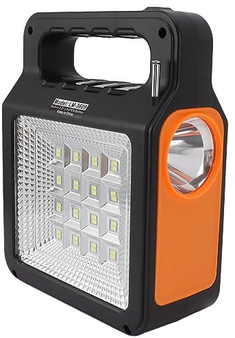 lvifloae Solarbatterie, 6000 mAh, helle Scheinwerfer-Panel-Leuchte, 3 Glühbirnen, tragbarer Griff, Camping-Reise-Solargenerator für Outdoor-Reisen, Stromausfall zu Hause,