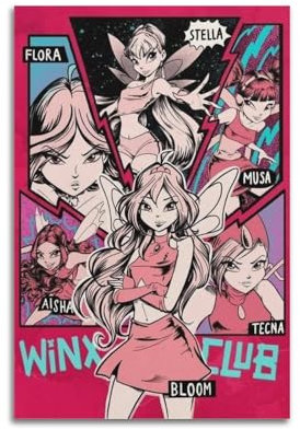 NJRHWKN Poster decorativo da parete su tela, motivo: Winx Club, serie TV a tema anime Winx Club, 30 x 45 cm