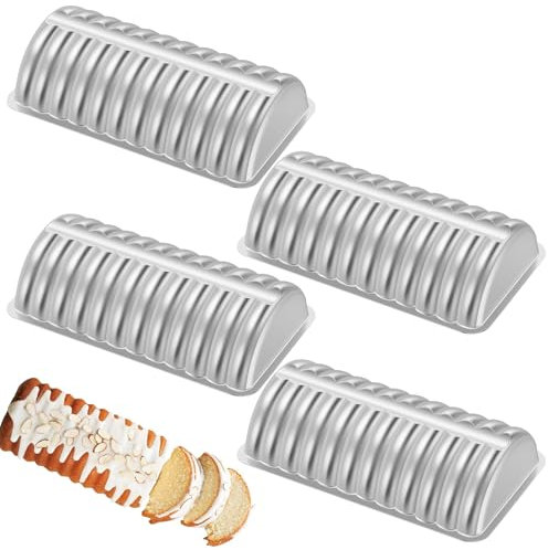 QINGLANG 4Pcs Almond Cake Baking Pan Aluminum Alloy Formed Cinnamon Bread and Almond Loaf Bread Pan Nonstick Cake Mold Easy Removal for Baking Bread Dessert
