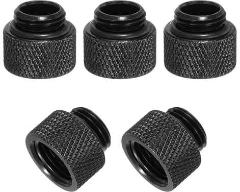 sourcing map Verlängerungsanschluss Stecker auf Buchse, G1/4 x 10 mm, für PC-Wasserkühlungssystem, schwarz, 5 Stück