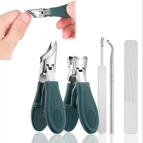 5PCS Nail Clippers with Case, Beveled Eagle Beak Ingrown Toenail Clippers, Ergonomic Handle Nail Clipper Kit for Thick Toenails, 2026 Toenail Clippers for Seniors
