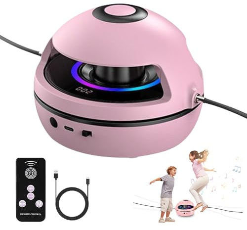 Music Jump Rope Machine, Smart Skipping Rope Kids with Counter & Bluetooth Music, Cordless Skipping Ropes for Adults, 10 Speed Levels, LED Screen, Breathing Light, Kids Gym Equipment, Family Games