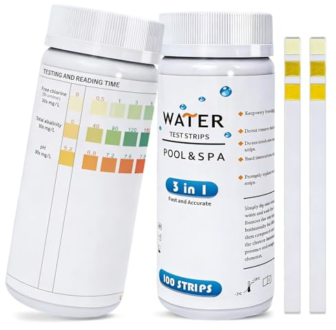 100 Stück Pool Teststreifen,Pool Tester Ph Und Chlor,3 In 1 Pool-Teststreifen FüR Spa,Wert Test Wassertester Pooltester FüR Spa,Streifen Messgerät Wasser Whirlpool Messen Ph-Wert