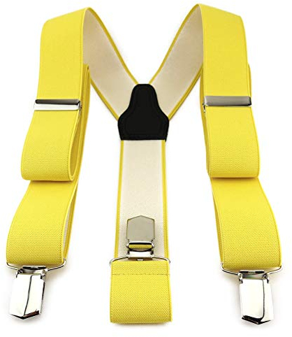 TigerTie Unisex Hosenträger in Y-Form mit 3 extra starken Clips - Farbe in gelb einfarbig Uni - hochwertige Verarbeitung - Breite 35 mm