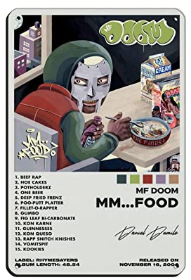 FABIVA MF Doom Poster MM Food Album Cover Poster Blechschild Vintage Metall Pub Club Cafe Bar Zuhause Wandkunst Dekoration Poster Retro 20 x 30 cm