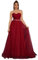PCBROS Robe de Soirée Longue Bustier Dos Nu avec Traîne Balayage en Tulle Robe de Princesse plissée Bordeaux 32