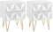 EUGAD 2er Set Nachttisch mit 2 Schublade, 3D-Effekt, Beistelltisch Nachtschrank Nachtkommode, 40x53x40 cm, für Boxspringbett Schlafzimmer Wohnzimmer, dekorativ, Weiß + Gold, 0001CTG-2