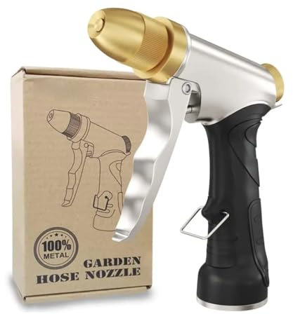 Garden Hose Spray Gun 100% Heavy Duty Water Gun Including Connector Zinc Alloy Metal High Pressure Pipe Spray Gun for Car Wash - Pet Wash