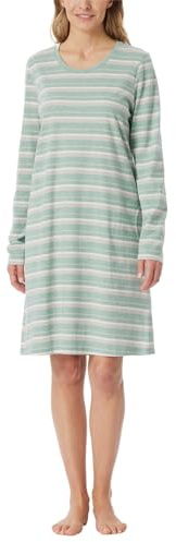 Schiesser Damen Langarm weiche Baumwolle Bigshirt mit Taschen-Nightwear Nachthemd, grün-Mel_181964, 36