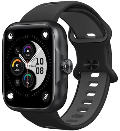 Chillitech Smart Watch 1.78'' HD Screen Fitness Tracker with GPS, Optical Crown, Heart Monitor, Music Player, Call & Text Notifications, App included for Android Phones & iPhone (Black)