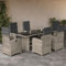 SECOLI Polyrattan Sitzgruppe Garten Essgruppe 6 Personen Rattan Gartenmöbel Set mit 6 Rattansessel Hochlehner Verstellbar Essgruppe Outdoor Gartengarnitur Sitzgarnitur Grau 7-tlg-Type-198