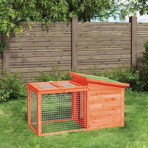 Homgoday Kaninchenstall Braun 100,5x54x55cm Massivholz Kiefer, Kaninchen Meerschweinchenstall und Auslauf Holz Outdoor Kaninchenstall Kleintierhaus Haustierkäfig Tierstall Transportbox Tiere &