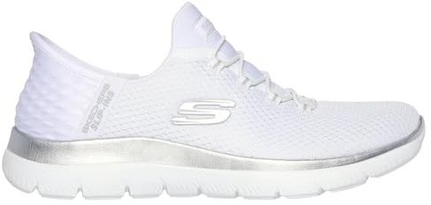 Skechers Damen Summits Diamond Dream Turnschuhe, White Mesh/Silver Trim, 39 EU Weit