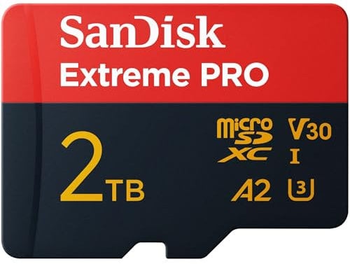 SanDisk Extreme PRO microSDXC UHS-I Speicherkarte 2TB + SD Adapter & RescuePRO Deluxe (Für Smartphones, Actionkameras oder Drohnen, Übertragung bis zu 250 MB/s, 5K, 4K UHD, A2, Class 10, U3, V30)
