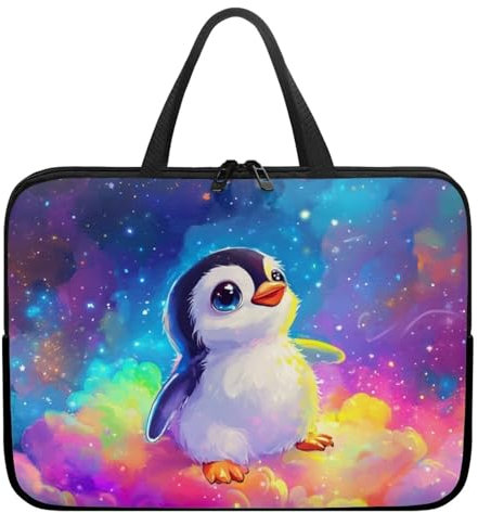 HUGS IDEA Sac fourre-tout pour ordinateur portable Galaxy Pingouin avec poignée pour homme et femme, sac à main léger pour tablette, voyage, affaires, école, bureau 15