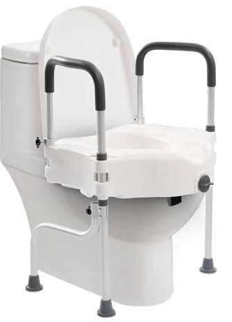 Rialzo per WC multifunzione 3 in 1, con sedile e braccioli regolabili, per adulti, antiscivolo, per anziani