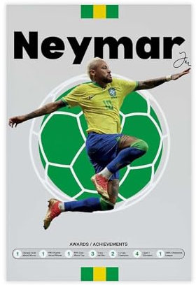 bacrhjlb Neymar Jr. – Fußball-Poster, Leinwand, Poster, Schlafzimmer, Dekoration, Landschaft, Büro, Raumdekoration, Geschenk, 20 x 30 cm