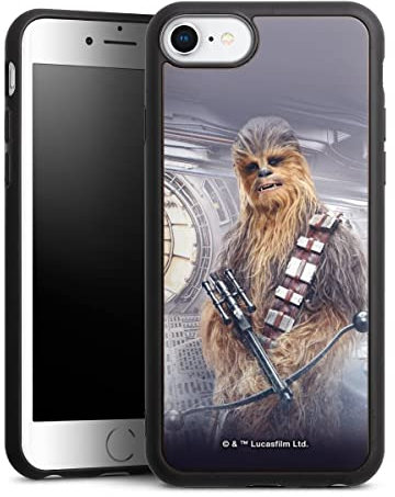 Holz Case kompatibel mit Apple iPhone 7 Walnuss Handyhülle Echtholz Hülle Chewbacca Star Wars Fanartikel