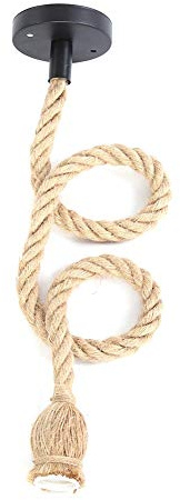 Acouto Base de Lampe E27, Cordon de Corde de Chanvre de 1 M, Pendentif en Fil électrique, Porte-ampoule Décoratif, Facile à Installer, Sûr et économe en énergie, Style vintage. (1 douille par mètre)