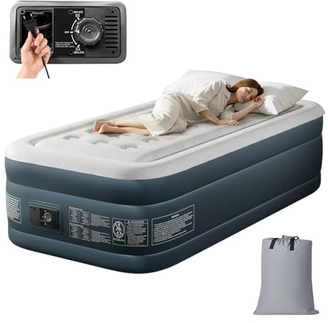 Bonnlo Matelas de Camping Pliable avec Pompe électrique, Matelas Gonflable Autogonflant avec Surface en Velours, pour 1 Personne (Gris-Blanc et Gris Foncé, 190 x 99 x 45 cm)
