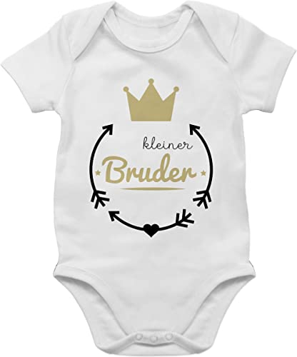 Baby Body Junge Mädchen - Kleiner Bruder - 1/3 Monate - Weiß - familienshirts little brother outfit lil bro kleinen bodys baby-body brüder 2024 kleine strampler geschenk zur geburt geschenke