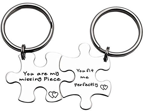 LParkin Puzzle Piece Keychains You Are My Missing Piece Stainless Steel Set of Two Jewelry Long Distance Relationship