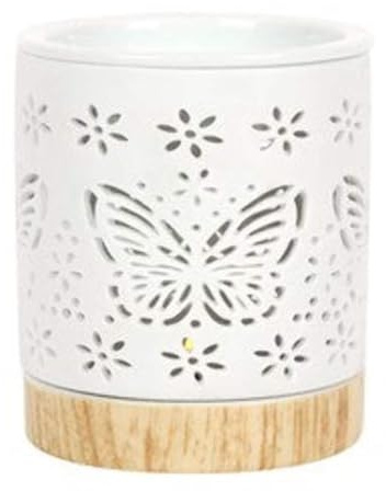 Elegant White Ceramic Matte Butterfly Oil Burner - 11cm x 9.5cm (1 Pc.) - Decorative Fragrance Diffuser - Unique Design & Premium Quality Material - Perfect for Home Decor & Aromatherapy