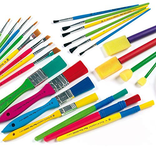 Baker Ross Tools & Sponge Foam Dabber Paint Brush for Crafts, Assorted Shapes & Sizes, EK554