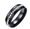 HIJONES Bijoux Femmes Acier Inoxydable Seule Ligne rangée Diamant Bague Taille 60 (Noir)