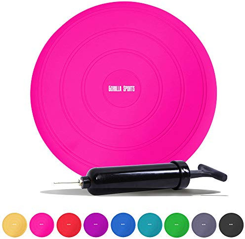 GORILLA SPORTS® Ballsitzkissen - inkl. Pumpe, 33cm Durchmesser, bis 220 kg, ohne Noppen, Anti-Burst, für Fitness, Reha & Rückentraining - Balancekissen, Luftkissen, Balance-kissen, Balance Pad