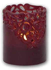 LED-Wachskerze CLARY weinrot Rankendesign 10x8cm