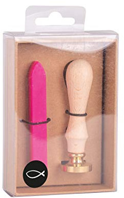 Rayher 29207264 Siegel Set Fisch, 2,5cm ø, pink, 1 Stempel, 1 Wachs ca.12g, SB-Box 1Set