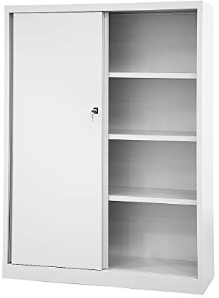 Bisley LIGHT Schiebetürenschrank ECO, 4 Ordnerhöhen, lichtgrau