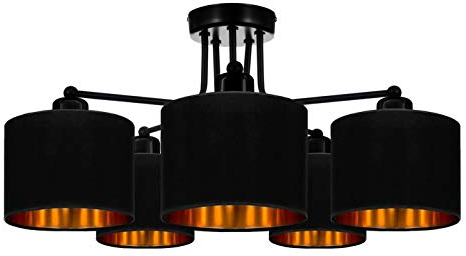 FKL DESIGN Home Deco Deckenlampe Wandlampe Tischlampe Hängelampe Schwarz Grau Dunkelblau Türkis Lampe Leuchte Vintage Modern Designerlauchte aus Serie TAD30-E5 (Schwarz)
