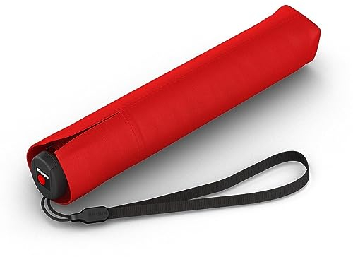 Knirps Taschenschirm Ultra I.030 Slim Manual - Leichtester 115 g - Exklusives Griff-Design - Sturmfest - 21 cm - Rot