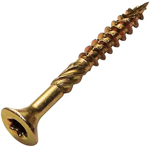 AERZETIX - C44461 - Juego de 100 - Tornillos para madera Ø4x35mm cabeza fresada con huella estrella T20 - acero cincado amarillo - montaje rosca sujeción fijación carpintería contrachapado aglomerado