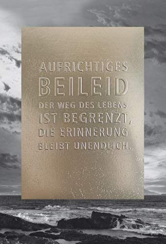 KE - Edle Beileidskarte mit Umschlag B6, Moderne Trauerkarte 17,1 x 11,7 cm, hochwertige Klappkarte für aufrichtige Anteilnahme - Motiv: Erinnerungen