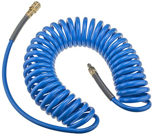 RECTUS PU Druckluftspiralschlauch 12 x 8 mm 9 m für Kompressoren RQS | Flexibler PU Schlauch, Knickfest, Hohe Rückstellkraft, Für Druckluftwerkzeuge
