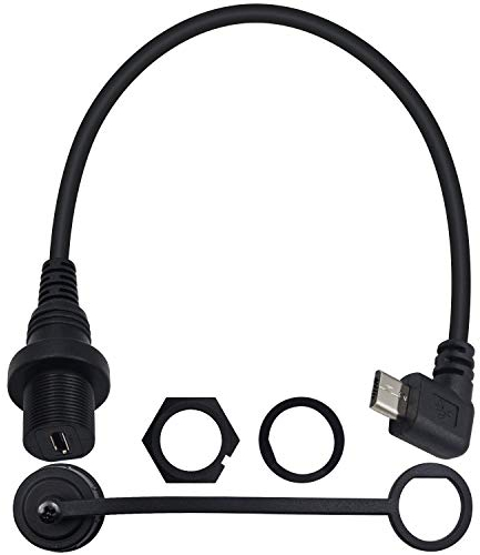 Duttek Câble micro USB pour montage sur panneau, angle à gauche à 90 degrés, câble d'extension mâle vers femelle pour voiture, bateau, moto, camion, tableau de bord 30 cm