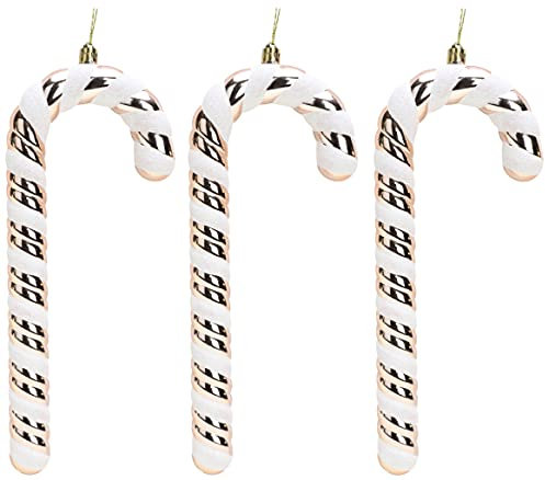 Christmas Concepts® Pack of 3–250mm Extra Large Candy Cane Baubles – Shiny & Glitter Decorated – Christmas Decorations (Rose Gold)