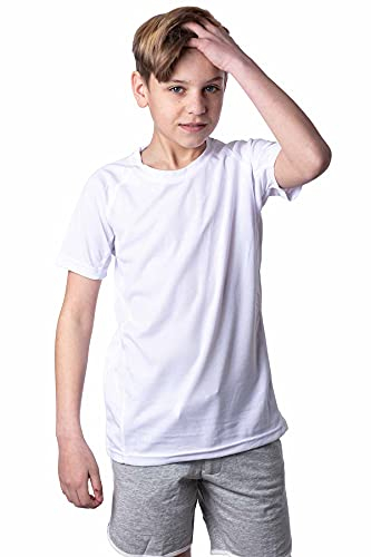Mivaro Jungen Sport Shirt Trikot Funktionsshirt Laufshirt Fußball Training Tshirt, Größe:146/152, Farbe:Weiß