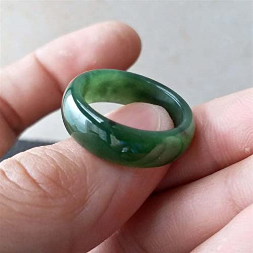YZDKJ Natürliche grüne Nephrite Schmale Band Ring Kanadisches Jade Greenstone Schmuck Geschenk (Ring Size : 8)