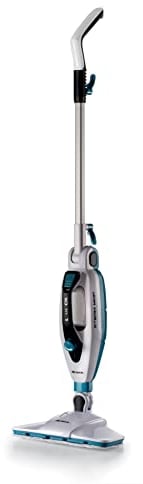 Ariete 4175 Steam Mop Foldable 10 in 1, Scopa a Vapore Pieghevole, 1500 Watt, 10 funzioni in 1, Kit accessori, Capacità 350 cc, Bianco/Azzurro