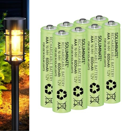 SOLUMINATE™ Rechargeable AAA Solar Light Batteries 1.2V 600mAh NiMH 8-Pack
